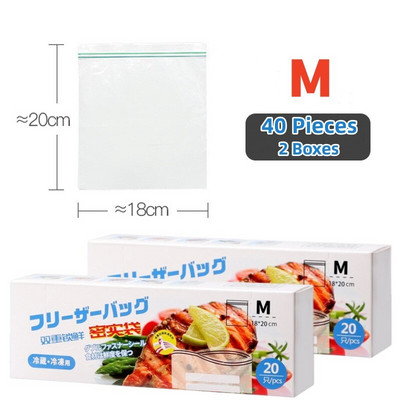 30-65 komada Plastične vrećice za pakiranje Voće Vreća za skladištenje hrane Višekratna vrećica za zatvaranje zamrzivača Kuhinjski hladnjak Čuvanje hrane