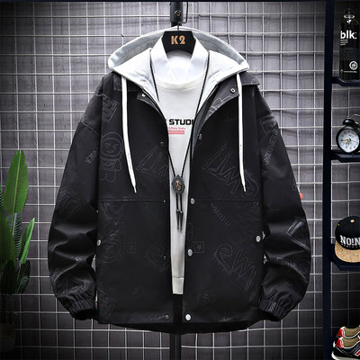 Jachetă casual pentru bărbați, cu glugă și nasturi