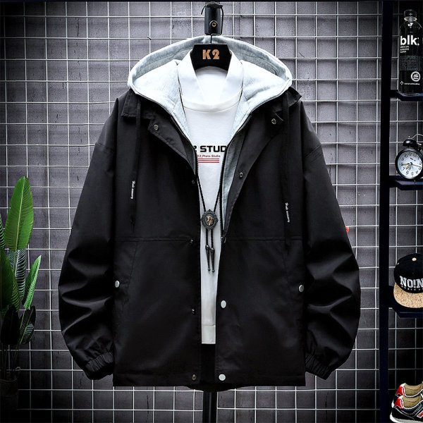 Jachetă subțire de primăvară-toamnă cu glugă, cu model cu model