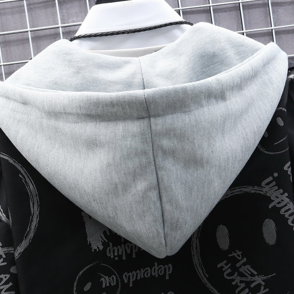 Jachetă subțire de primăvară-toamnă cu glugă, cu model cu model