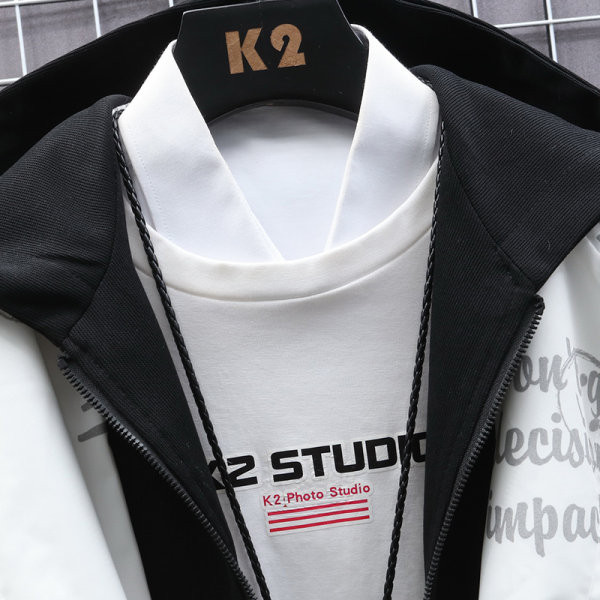 Jachetă subțire de primăvară-toamnă cu glugă, cu model cu model