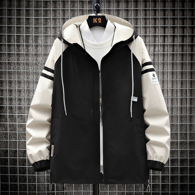 Jachetă casual de baseball pentru bărbați, cu șnur și glugă