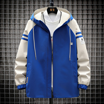 Jachetă casual de baseball pentru bărbați, cu șnur și glugă