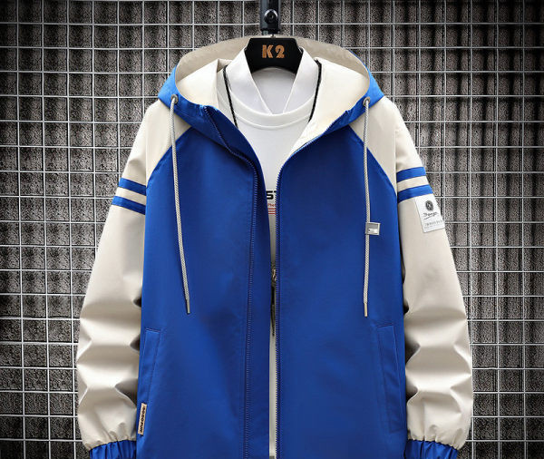 Jachetă casual de baseball pentru bărbați, cu șnur și glugă