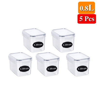 0.8/1.4/1.6/2.0/2.8L 5Pcs Контейнер за съхранение на храна Кухненски органайзери Хладилник Кутия за юфка Многозърнест резервоар за съхранение Запечатани кутии