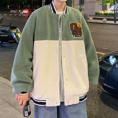 Jachetă casual de pluș pentru bărbați, cu inscripții