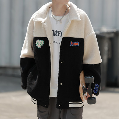 Jachetă casual de pluș pentru bărbați, cu inscripții