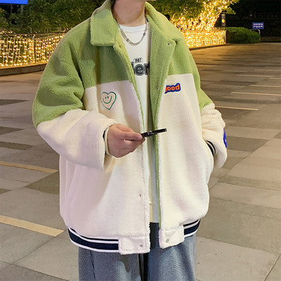 Jachetă casual de pluș pentru bărbați, cu inscripții