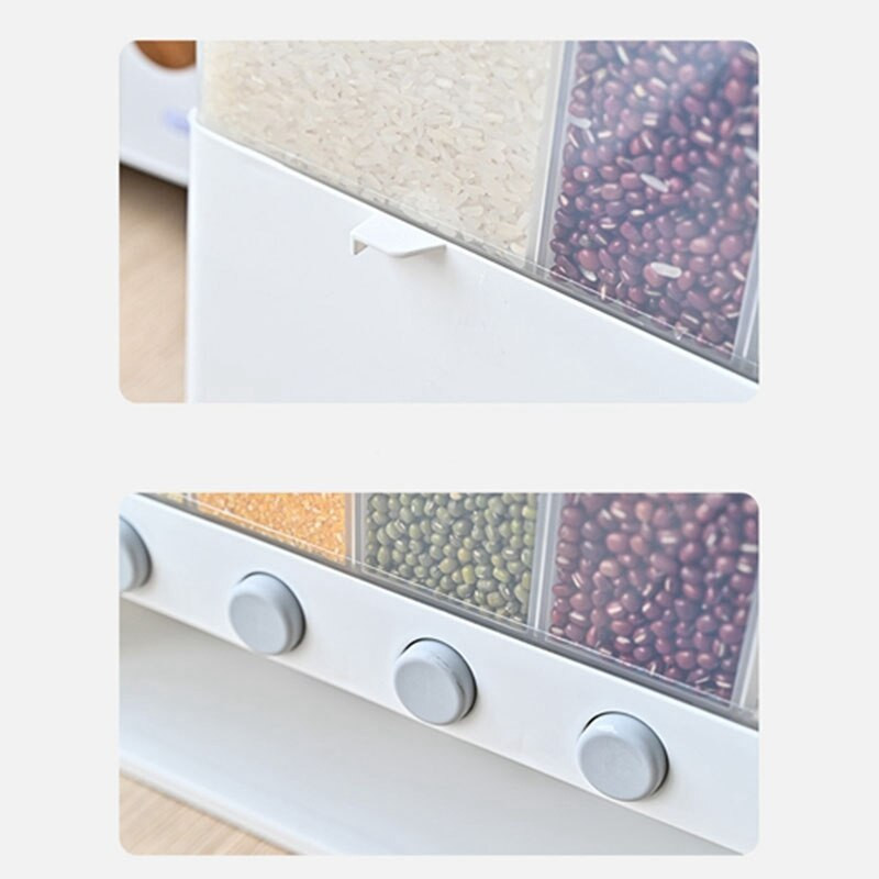 10 l ryžių laikymo talpykla Sieninis atskiras kibiras grūdų ryžių dozatorius drėgmės plastikas automatinės lentynos sandari maisto laikymo dėžutė