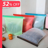 4 vnt. / rinkinys 1500 ml silikoniniai maisto maišeliai Daugkartinio naudojimo maisto produktų šviežiai išlaikantis vakuuminis maišelis su užtrauktuku Nelaidus maišelis, skirtas maisto laikymo maišeliui šaldiklyje