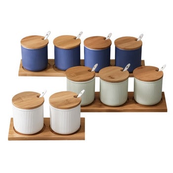 Nordic Ceramic Seasoning Box Σετ καρυκεύματα κατσαρόλας Οικιακή κουζίνα Καρυκεύματα Ppot πιπέρι αλάτι Ζαχαροκύπελλο Μπουκάλι καρυκευμάτων