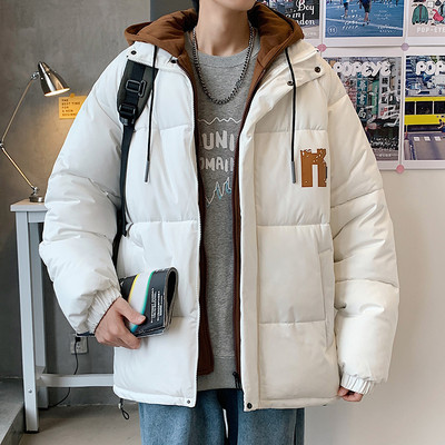 Geacă de iarnă pentru bărbați cu șireturi și inscripții