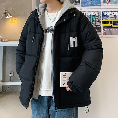 Geacă de iarnă pentru bărbați cu șireturi și inscripții