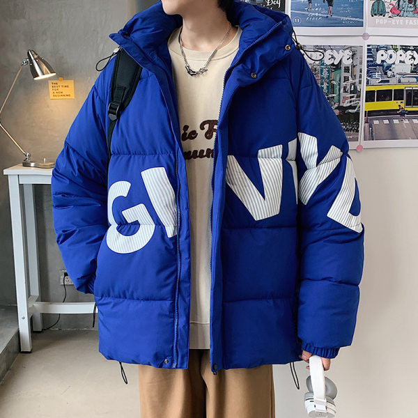 Geacă de iarnă pentru bărbați cu șireturi și inscripții