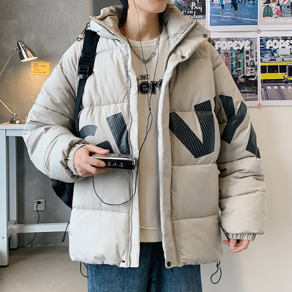 Geacă de iarnă pentru bărbați cu șireturi și inscripții