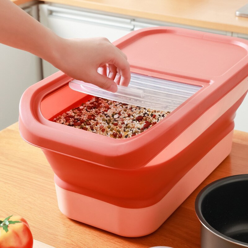 10 KG sklopiva kanta za rižu Kuhinjska kutija za pohranu žitarica otporna na insekte Kućna hrana za kućne ljubimce Zatvorena staklenka Spremnici za žitarice