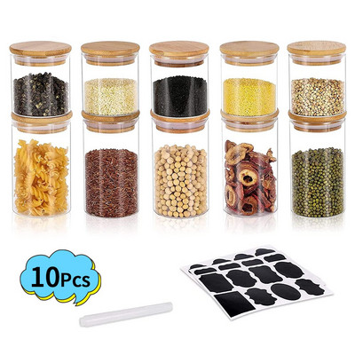 GoMaihe klaaspurgid bambusest kaanega maitseainepurgid ränirõngaste tihedate köögikonteinerite komplekt hoiukanistrikomplekti jaoks