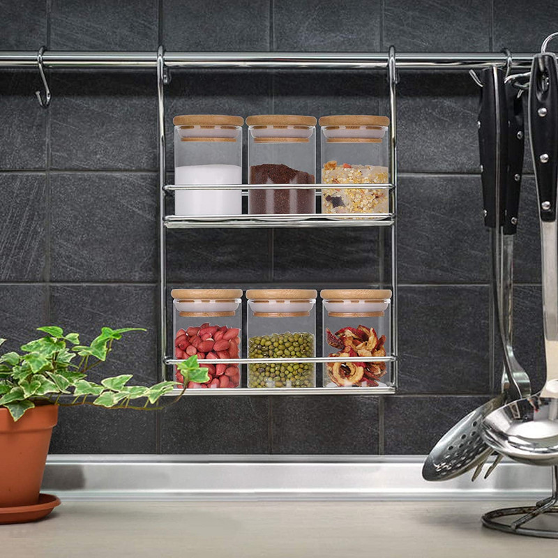 GoMaihe klaaspurgid bambusest kaanega maitseainepurgid ränirõngaste tihedate köögikonteinerite komplekt hoiukanistrikomplekti jaoks