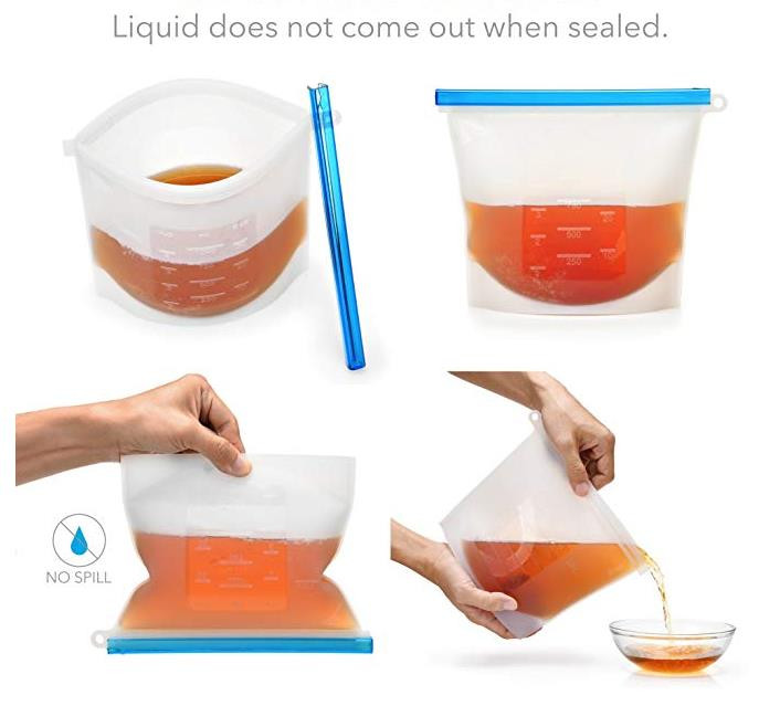 Pohranjivanje hrane PEVA spremnici Set Stand Up Vrećice za svježinu Zip Silikonski za višekratnu upotrebu Ručak Voće Nepropusna šalica Zamrzivač Posuda za šalicu za povrće