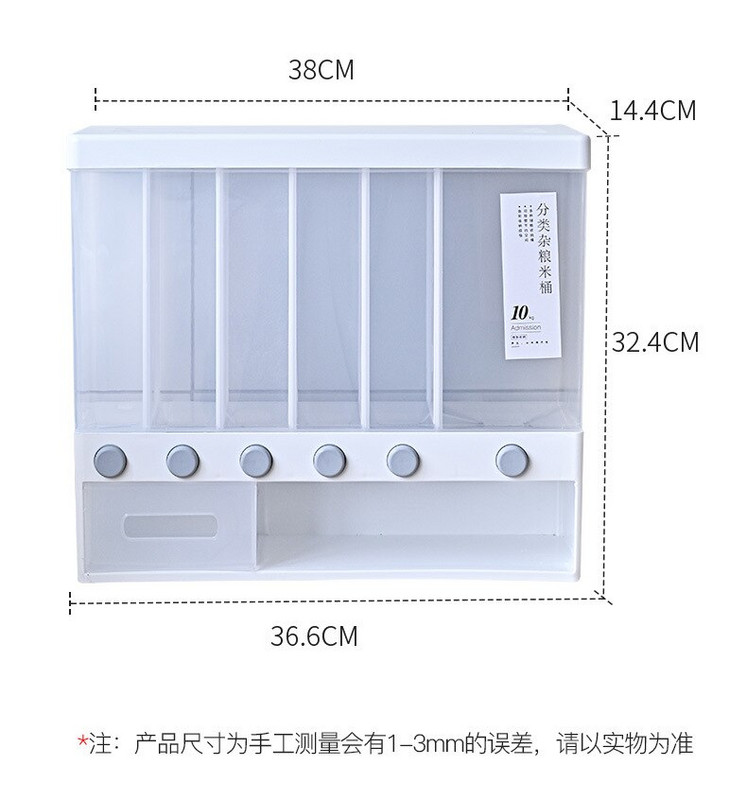 Zatvorena kutija za pohranu riže od 10 kg Spremnik za zrno žitarica Zidni dozator suhe hrane Staklenka za pohranu zrna Kuhinjski organizator za pohranu