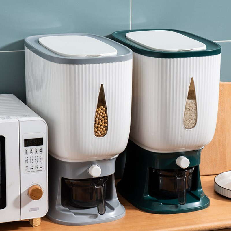 În stil japonez, găleată din plastic sigilată, cu dozator de cereale, cutie de depozitare, recipient pentru alimente uscate, butoi rezistent la umiditate