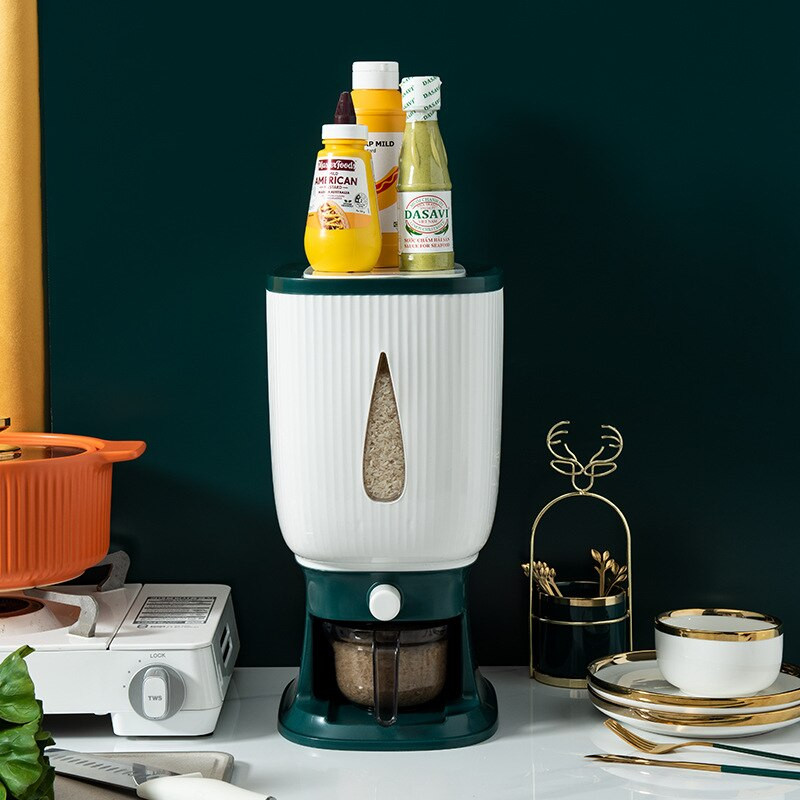 În stil japonez, găleată din plastic sigilată, cu dozator de cereale, cutie de depozitare, recipient pentru alimente uscate, butoi rezistent la umiditate