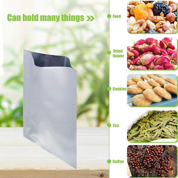 25 τεμάχια 3 μεγέθη Mylar τσάντες αλουμινίου αλουμινίου, αλουμινόχαρτο επίπεδες σακούλες θερμικής σφράγισης τσάντες αποθήκευσης Θήκη για φαγητό σε κόκκους τσαγιού καφέ