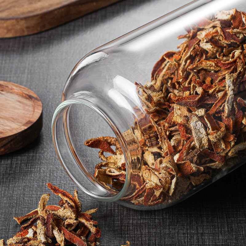 350-3000 мл дървен капак Стъклени кухненски бутилки за съхранение Буркани Голям контейнер за храна Зърна Чай Кафе на зърна Зърна Контейнери за буркани за бонбони