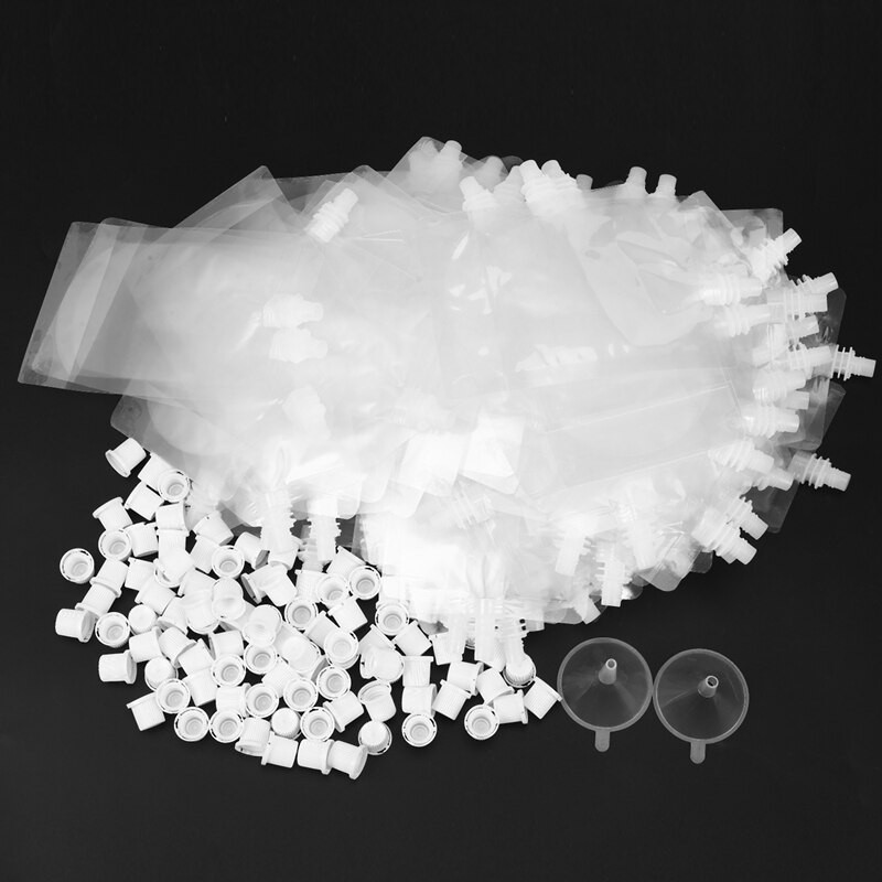 100 de bucăți pungi din plastic pentru băuturi, pungă pentru băuturi, suc lichid, lapte, cafea, duză, pungă pentru gură de băuturi
