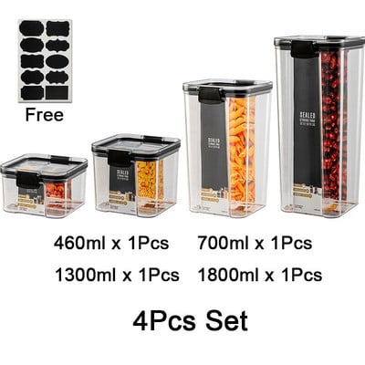 Hermetiška maisto talpa Plastikinė maisto laikymo talpa Virtuvės laikymo indelis Maisto laikymo dėžutė Daugiagrūdžių kanistrai Sandėliavimo skardinė