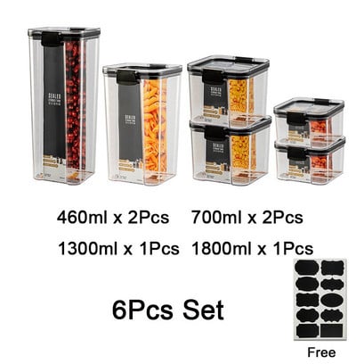 Hermetiška maisto talpa Plastikinė maisto laikymo talpa Virtuvės laikymo indelis Maisto laikymo dėžutė Daugiagrūdžių kanistrai Sandėliavimo skardinė