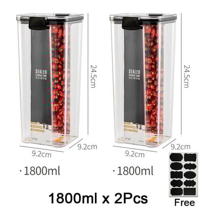 Hermetiška maisto talpa Plastikinė maisto laikymo talpa Virtuvės laikymo indelis Maisto laikymo dėžutė Daugiagrūdžių kanistrai Sandėliavimo skardinė