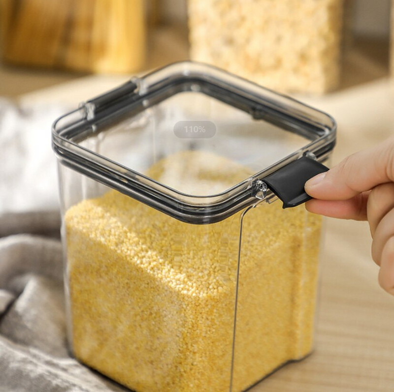 Hermetiška maisto talpa Plastikinė maisto laikymo talpa Virtuvės laikymo indelis Maisto laikymo dėžutė Daugiagrūdžių kanistrai Sandėliavimo skardinė