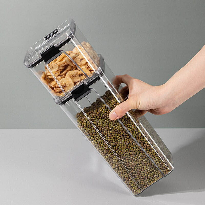 Hermetiška maisto talpa Plastikinė maisto laikymo talpa Virtuvės laikymo indelis Maisto laikymo dėžutė Daugiagrūdžių kanistrai Sandėliavimo skardinė