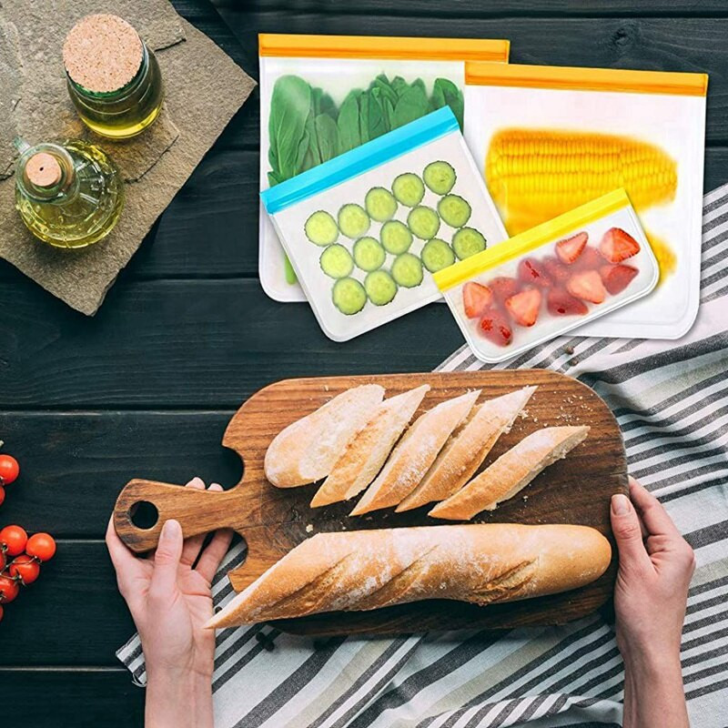 FORRÓ AKCIÓ 10 DB Újrafelhasználható Hűtőszekrény Fagyasztó Frisstartó Táska Peva Dupla csontos Lezárt Vízálló Zsák Gyümölcsszendvics Ebédtáska