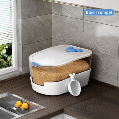 Кофа за ориз Joybos Кухненски контейнер Устойчив на насекоми и влага брашнен цилиндър Запечатана кофа Резервоар Кутия за съхранение на ориз с лъжичка JS8