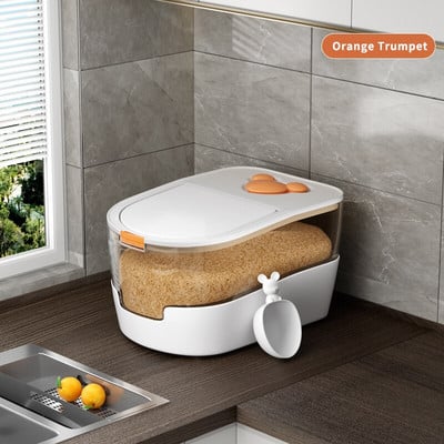 Кофа за ориз Joybos Кухненски контейнер Устойчив на насекоми и влага брашнен цилиндър Запечатана кофа Резервоар Кутия за съхранение на ориз с лъжичка JS8