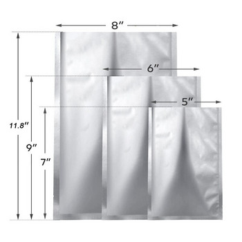 Προβολή! 25 τεμάχια 3 μεγέθη Mylar τσάντες αλουμινίου αλουμινίου, αλουμινόχαρτο επίπεδες σακούλες θερμότητας σφράγισης σακούλες αποθήκευσης Θήκη για φαγητό Κόκκοι τσαγιού καφέ