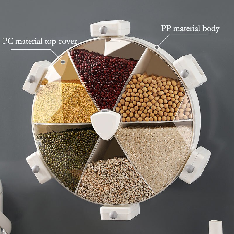 Решетка Стенна кутия за съхранение на зърно Дозатор за ориз Кухненски аксесоари Органайзери Съхранение Домашно съхранение на храна