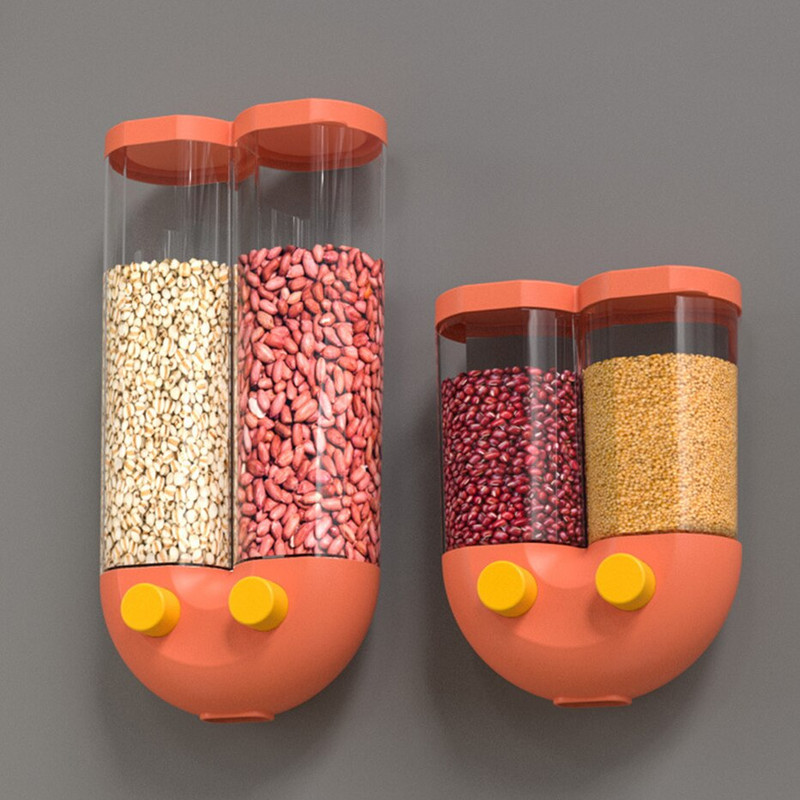 U formos maisto laikymo dozatoriaus dėžutė grūdų kukurūzų ryžių preso grūdų dozatorius permatomas prie sienos tvirtinamas virtuvės dėklas
