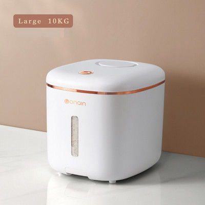 Recipient de depozitare pentru orez de 10 kg cu roată Dispenser ermetic de orez Container de depozitare din plastic pentru cereale în vrac pentru hrana pentru animale de companie