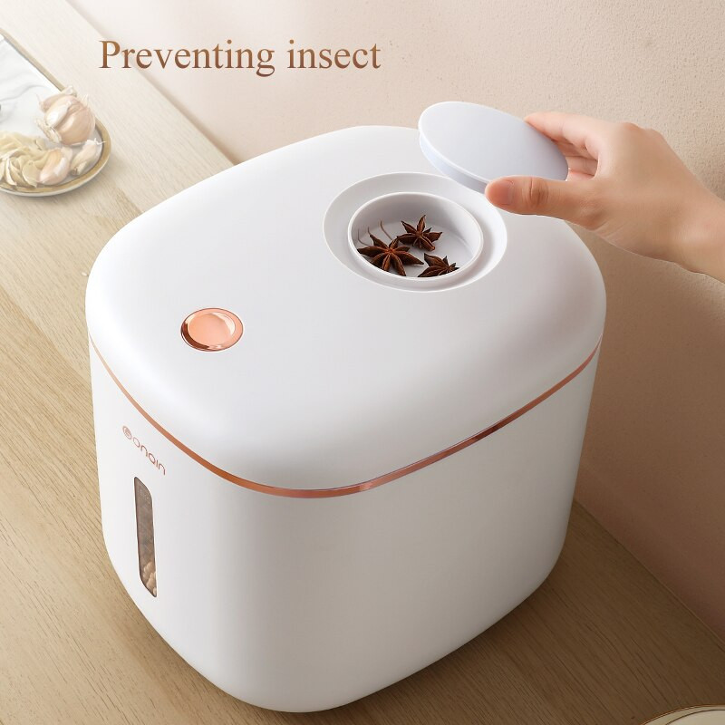 Recipient de depozitare pentru orez de 10 kg cu roată Dispenser ermetic de orez Container de depozitare din plastic pentru cereale în vrac pentru hrana pentru animale de companie