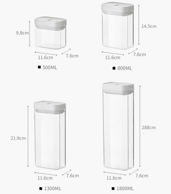 500/800/1300/1800ML Контейнер за съхранение на храна Пластмасова кухненска кутия за съхранение Хладилник Многозърнеста юфка Пластмасов контейнер за съхранение