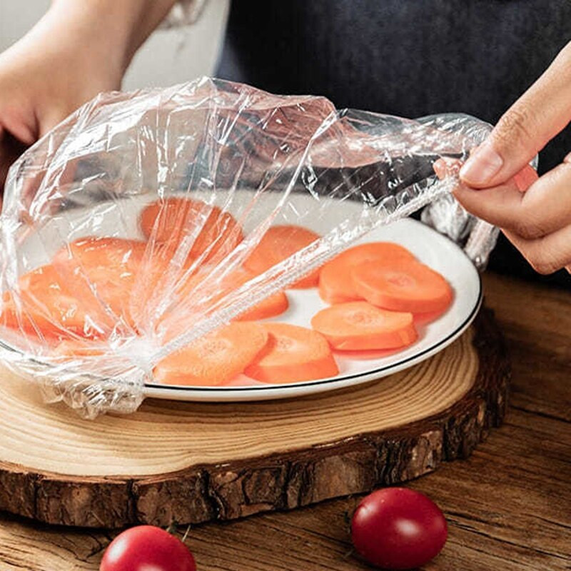 400 ks opakovane použiteľných elastických natiahnutých viečok na misku a natiahnutých PE plastových vekov na skladovanie potravín s elastickým tanierom a obaleným viečkom na misku