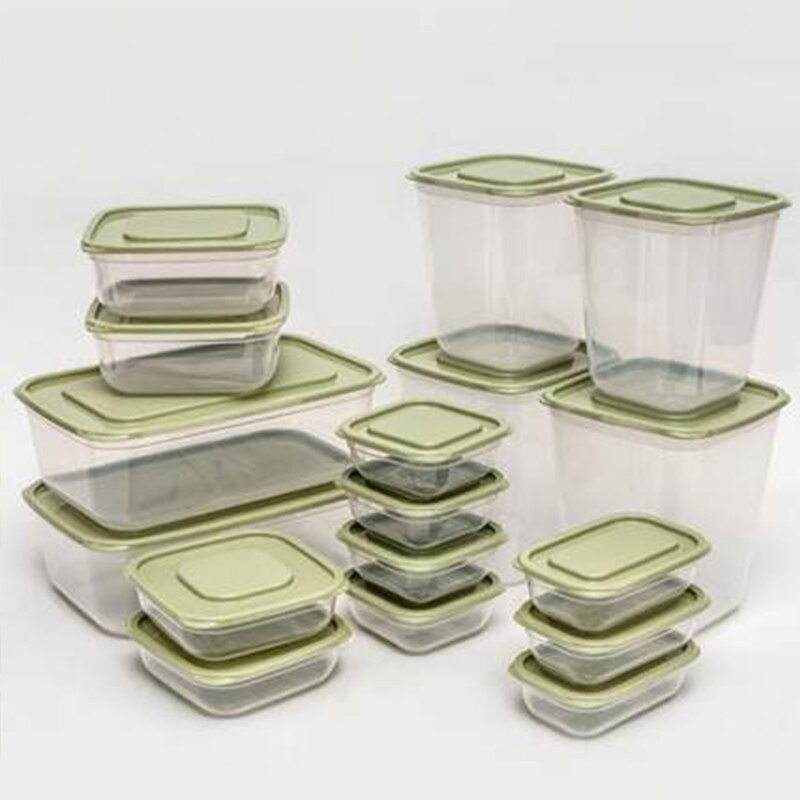 17 vnt./komplektas Virtuvinis šaldytuvas Vaisių laikymo dėžutė Plastikinė maistinė mikrobangų krosnelėje tinkami grūdai su dangčiu Virtuvės maisto laikymo įrankis