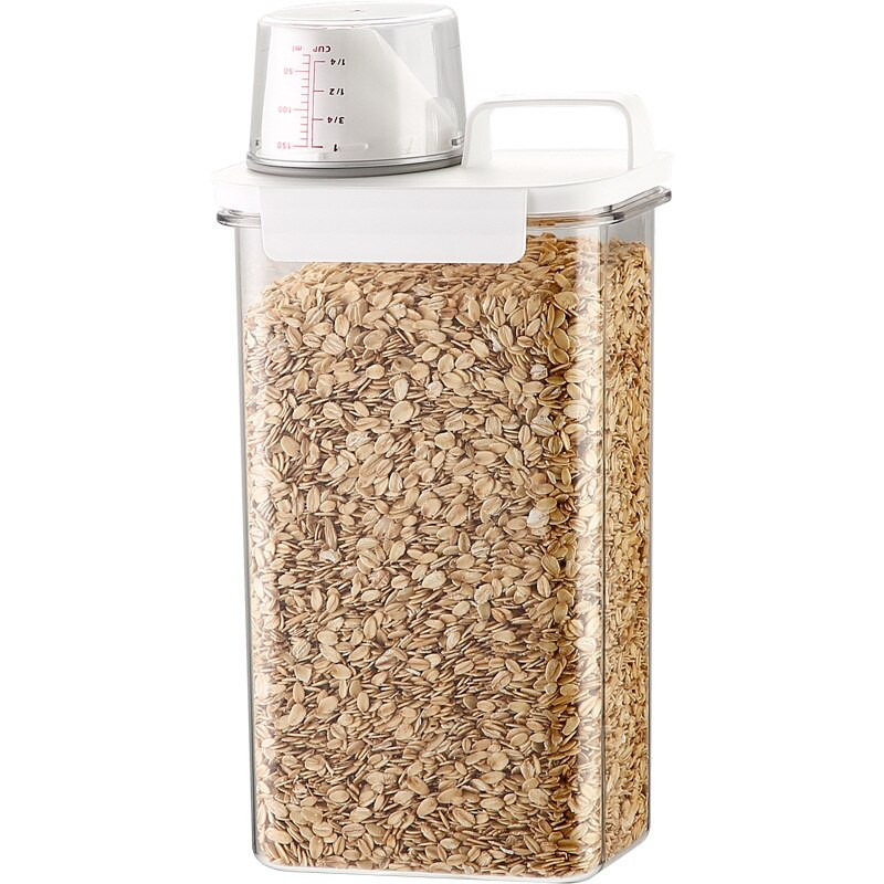 Hermetiškas maisto laikymo konteineris Skaidrus virtuvės grūdų laikymo stiklainis su matavimo puodeliu išpylimo snapelio spintelės organizatoriaus dėžutė