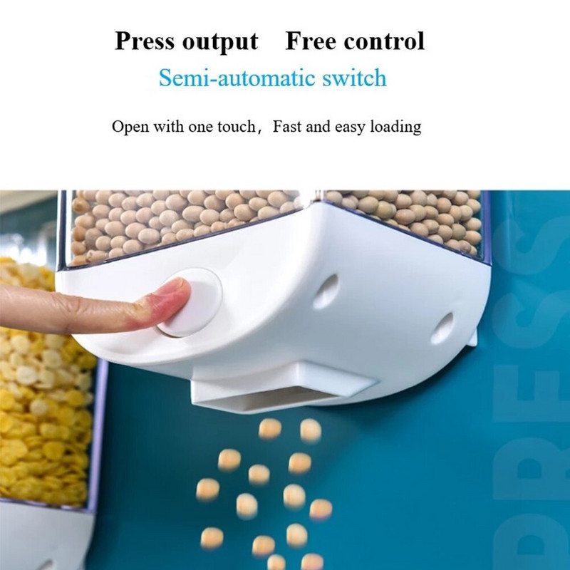 Dozator de cereale pentru presă montat pe perete Cutii de depozitare a cerealelor Organizator de containere pentru alimente uscate Cutie de depozitare pentru bucătărie Dozator de alimente