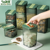 WBBOOMING Запечатан контейнер Зърнени култури Съхранение в кухнята Прозрачна пластмасова кутия за хранителен клас Закуски Сухи стоки Контейнер за съхранение на чай