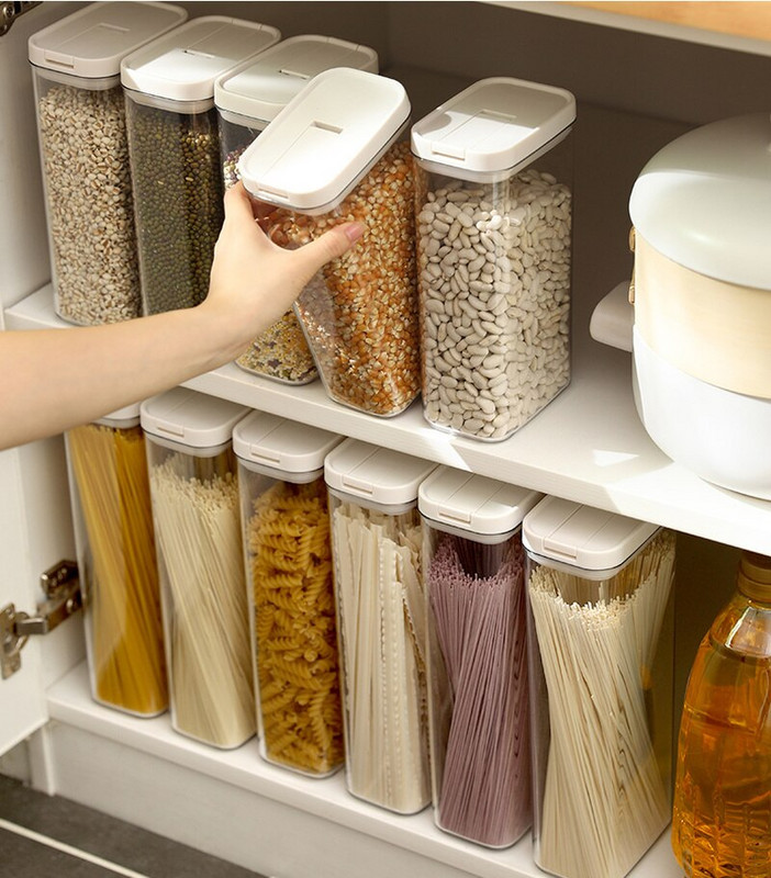 Sandariai nepralaidi grūdų laikymo dėžutė grūdų miltų makaronams Didelės talpos virtuvės sandėliukas spagečių užkandžiams sauso maisto talpa