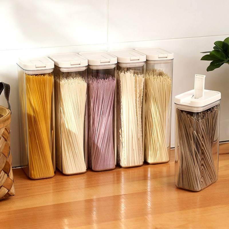 Sandariai nepralaidi grūdų laikymo dėžutė grūdų miltų makaronams Didelės talpos virtuvės sandėliukas spagečių užkandžiams sauso maisto talpa